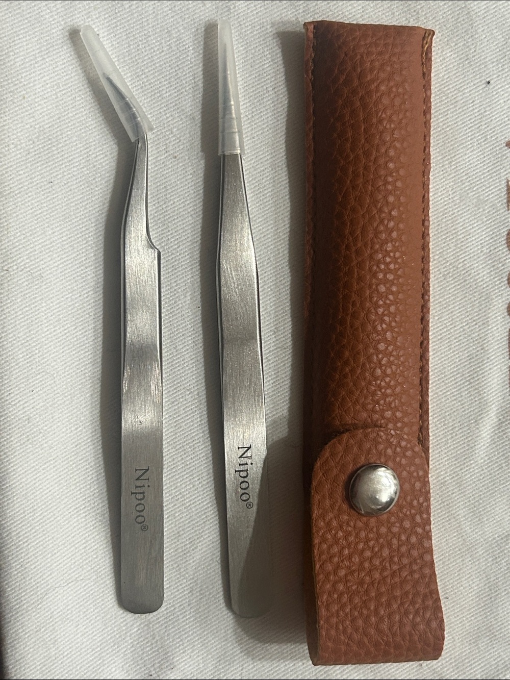 Professional Stainless Steel Eyelash Extension Straight + Curved Tweezer Set